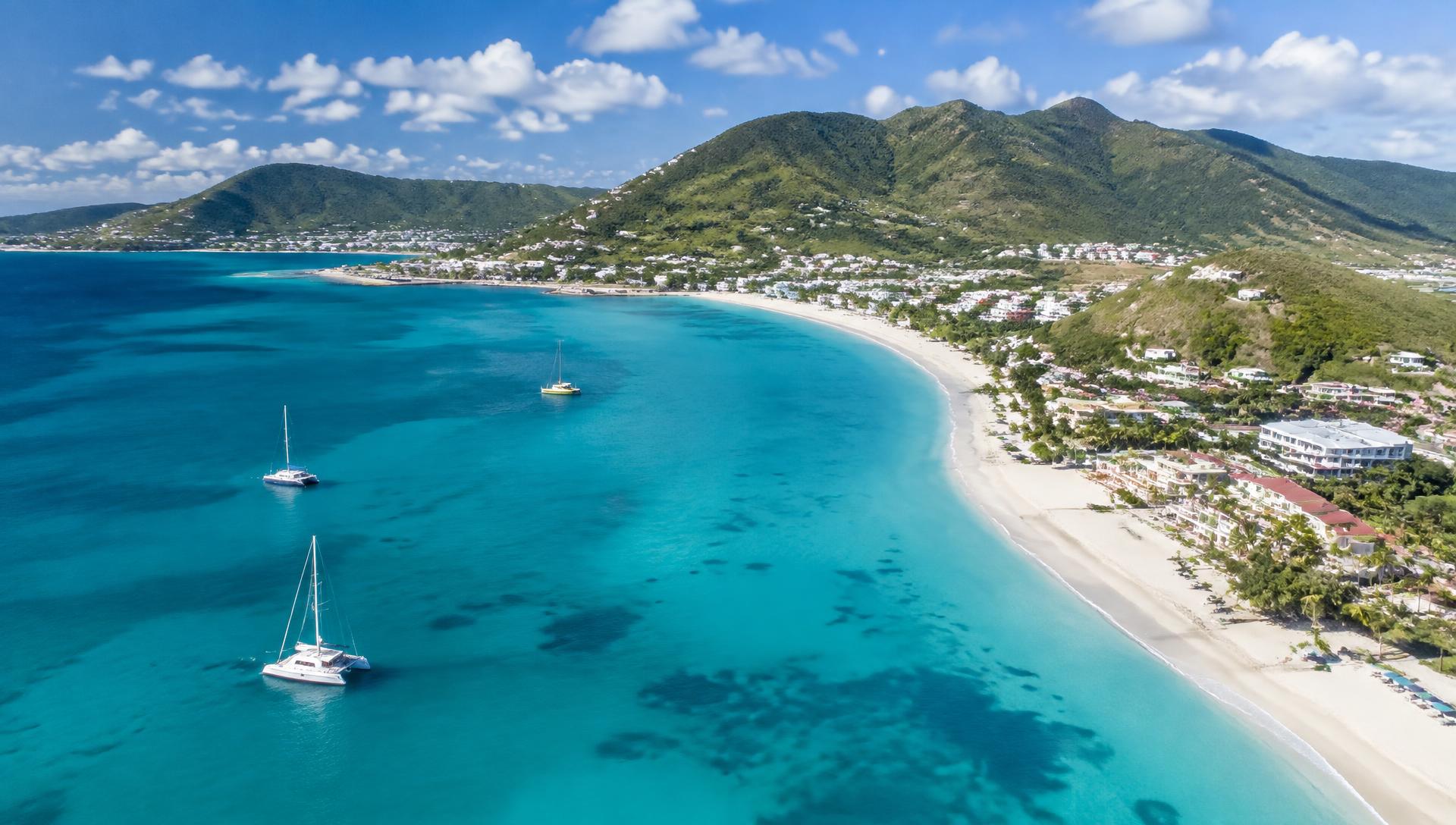 Aerial view of St. Maarten coastline